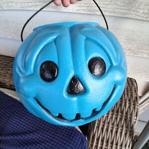Turquoise Blue Halloween JOL Pumpkin Bucket Blow General Foam Plastics USA